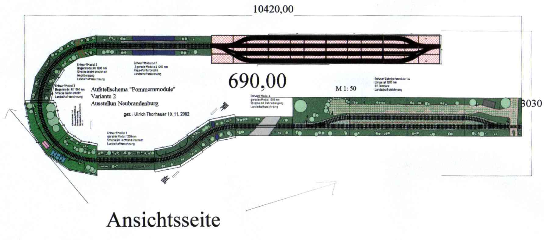 Zeichnung des Ausbauzustandes 2002